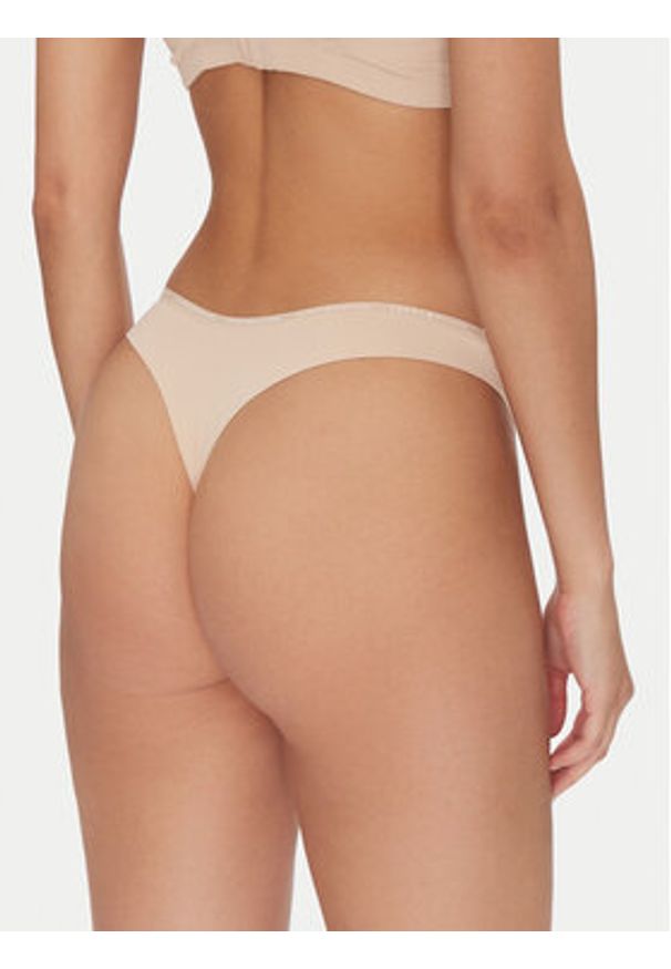 TOMMY HILFIGER - Tommy Hilfiger Stringi UW0UW05214 Beżowy. Kolor: beżowy. Materiał: syntetyk