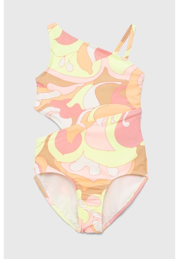 GAP jednoczęściowy strój kąpielowy dziecięcy kolor różowy. Kolor: różowy. Materiał: materiał, włókno. Rodzaj stanika: odpinane ramiączka