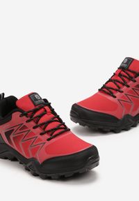 Born2be - Czerwono-Czarne Sznurowane Buty Trekkingowe Do Kostki Trivilla. Nosek buta: okrągły. Zapięcie: sznurówki. Kolor: czerwony. Materiał: materiał. Sezon: wiosna, jesień. Obcas: na obcasie. Wysokość obcasa: niski #3