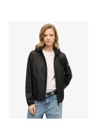 Superdry - Kurtka przeciwwiatrowa z kapturem i logo. Typ kołnierza: kaptur. Kolor: czarny. Długość rękawa: długi rękaw. Styl: elegancki #1