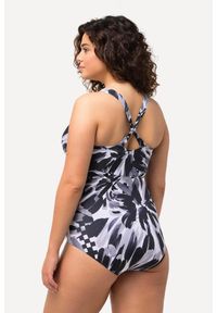 ULLA POPKEN - Damski Kostium kąpielowy dekolt typu halter miękkie miseczki z recyklingu. Kolekcja: plus size. Kolor: czarny. Materiał: elastan, poliamid, materiał