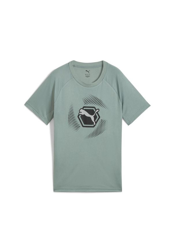 Puma - Młodzieżowa koszulka Active Sports Poly z grafiką PUMA Green Moon. Kolor: zielony