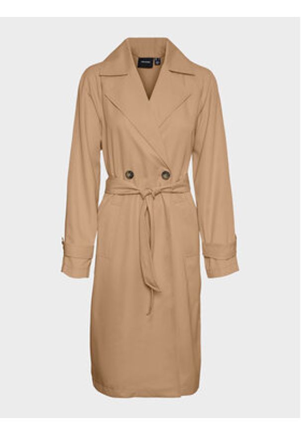 Vero Moda Trencz Lou 10257581 Beżowy Regular Fit. Kolor: beżowy. Materiał: syntetyk