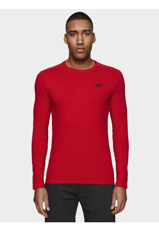 4f - 4F Longsleeve slim gładki męski S. Kolor: czerwony. Materiał: dzianina. Długość rękawa: długi rękaw. Wzór: gładki