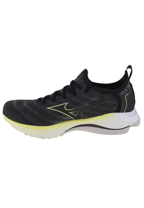 Buty do biegania męskie Mizuno Wave Neo Wind. Kolor: wielokolorowy, czarny, zielony. Materiał: guma, materiał, syntetyk. Model: Mizuno Wave