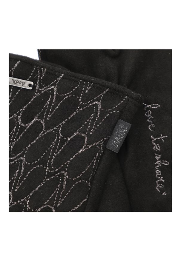 Czarne Ocieplane Wzorzyste Rękawiczki Damskie Anekke. Kolor: czarny. Materiał: materiał. Styl: casual, elegancki