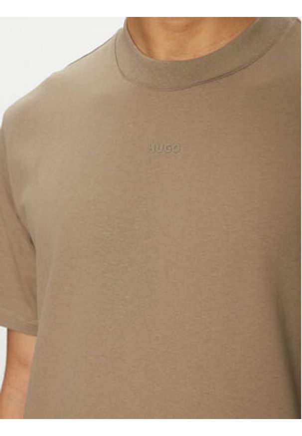 Hugo - HUGO T-Shirt Dapolino 50488330 Brązowy Relaxed Fit. Kolor: brązowy. Materiał: bawełna
