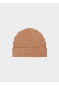 4f - Czapka beanie dziecięca - brązowa. Kolor: brązowy. Materiał: bawełna, materiał, dzianina. Sezon: wiosna. Styl: casual, sportowy, klasyczny #1