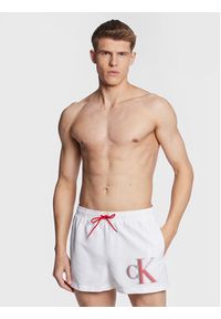 Calvin Klein Swimwear Szorty kąpielowe KM0KM00801 Biały Regular Fit. Kolor: biały. Materiał: syntetyk