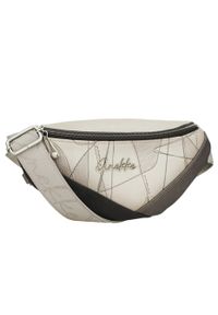 Torebka nerka damska Anekke, nerka z zamkiem błyskawicznym i regulowanym paskiem ozdobiona subtelnym nadrukiem oraz metalowym logo, beżowa, 42815-745. Kolor: beżowy. Wzór: nadruk, aplikacja #6