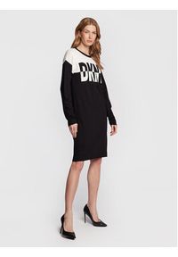 DKNY Sukienka dzianinowa DD2GN305 Czarny Regular Fit. Kolor: czarny. Materiał: dzianina, wiskoza