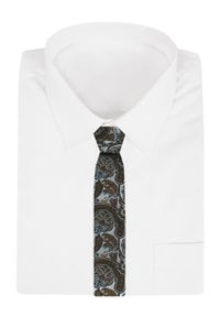 Męski Krawat - Chattier - Jasne Srebro i Stara Pomarańcza. Materiał: tkanina. Styl: retro #2