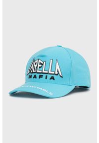 LABELLAMAFIA - LaBellaMafia czapka bawełniana z nadrukiem. Kolor: niebieski. Materiał: bawełna. Wzór: nadruk
