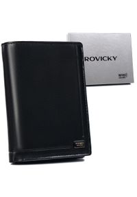 ROVICKY - Portfel skórzany Rovicky PC-104-ASL czarny. Kolor: czarny. Materiał: skóra