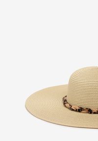 Renee - Beżowy Kapelusz ze Splecioną Apaszką Boho z Naturalnej Plecionki Aielis. Kolor: beżowy. Materiał: jedwab. Sezon: lato. Styl: boho