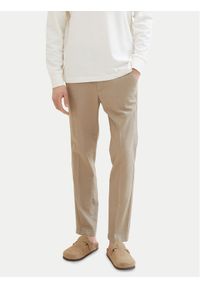 Tom Tailor Denim Spodnie materiałowe 1040251 Beżowy Tapered Fit. Kolor: beżowy. Materiał: len