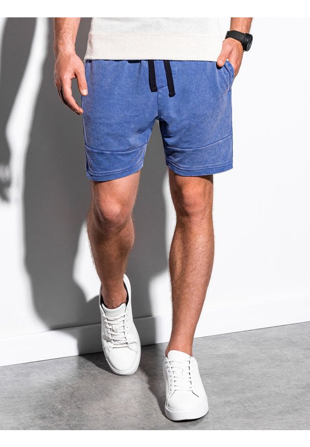 Niebieskie szorty Ombre Clothing klasyczne, krótkie, z aplikacjami