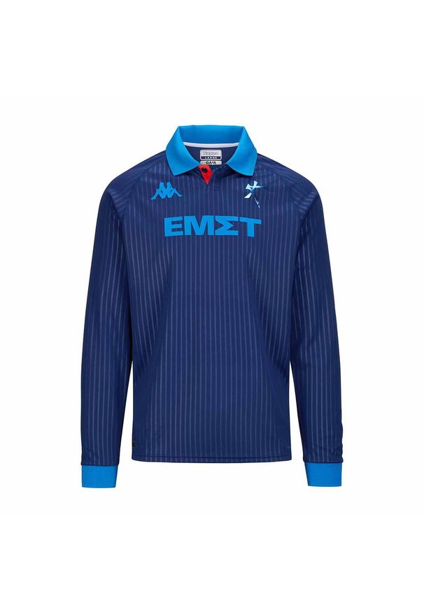 Kappa - Koszulka domowa z długim rękawem GS Kallithéa Kombat 2024/25. Kolor: niebieski. Długość rękawa: długi rękaw. Długość: długie. Sport: piłka nożna