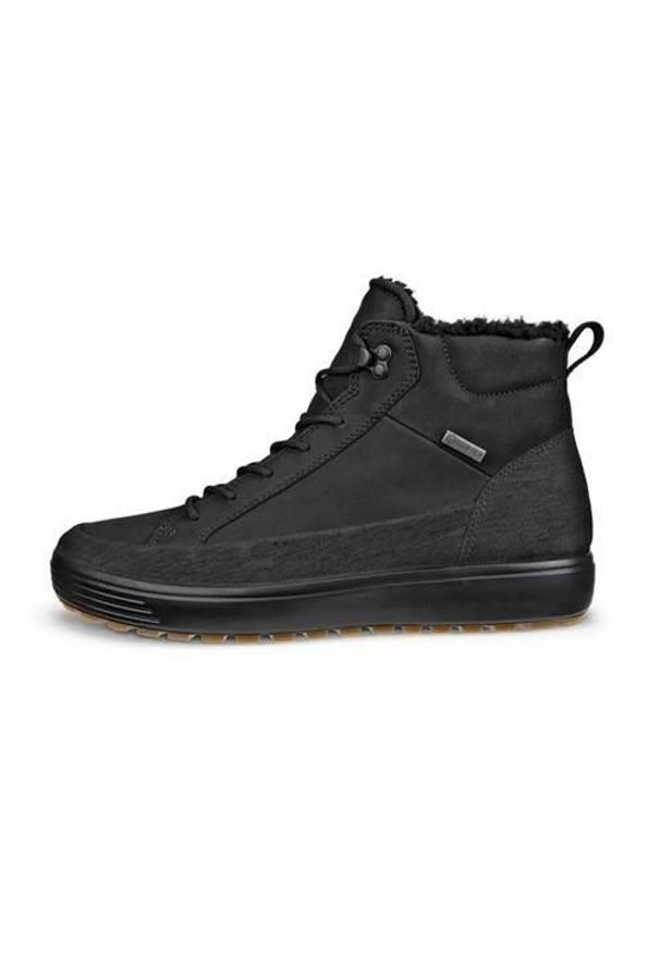 ecco - Buty do chodzenia męskie Ecco Soft 7 Tred High-cut. Zapięcie: zamek. Kolor: czarny. Materiał: skóra. Szerokość cholewki: normalna. Sport: turystyka piesza