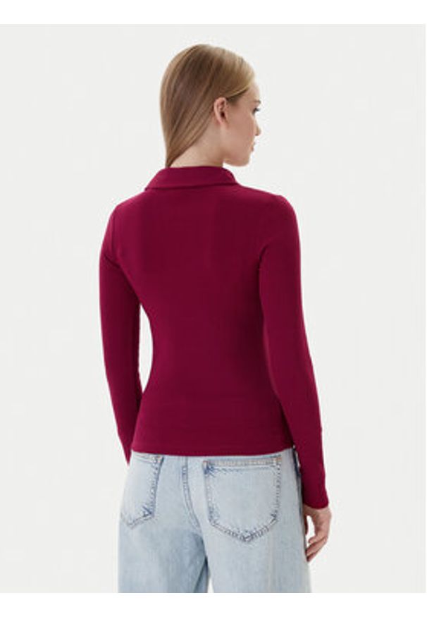 Tommy Jeans Bluzka Essential DW0DW21933 Bordowy Slim Fit. Kolor: czerwony. Materiał: bawełna