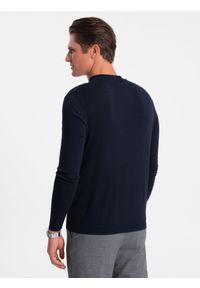 Ombre Clothing - Męski półgolf dzianinowy z wiskozą - granatowy V2 OM-SWTN-0100 - XXL. Typ kołnierza: golf. Kolor: niebieski. Materiał: dzianina, wiskoza