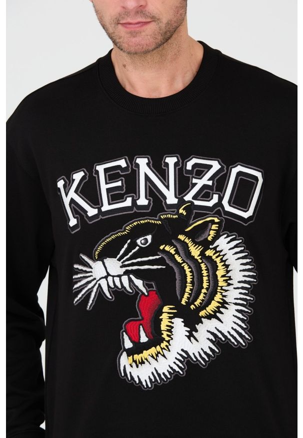 Kenzo - KENZO Czarna męska bluza TIGER VARSITY JUNGLE, Rozmiar S. Typ kołnierza: bez kaptura. Kolor: czarny