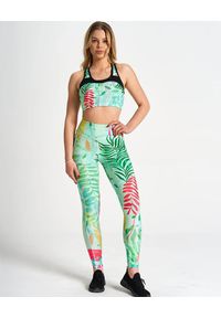 SLAVIWEAR - Legginsy sportowe damskie z wysokim stanem z kieszenią Green Leaf. Stan: podwyższony. Kolor: zielony