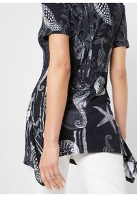 bonprix - Długi shirt z miękkiego materiału z wiskozą. Kolor: czarny. Materiał: materiał, wiskoza. Długość rękawa: krótki rękaw. Długość: długie. Styl: elegancki #3