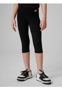 4f - 4F Legginsy dzianinowe 3/4 dziewczęce - czarne 164 (13-14 lat). Okazja: na co dzień, na uczelnię. Stan: podwyższony. Kolor: czarny. Materiał: dzianina. Sezon: lato. Styl: casual, sportowy #2