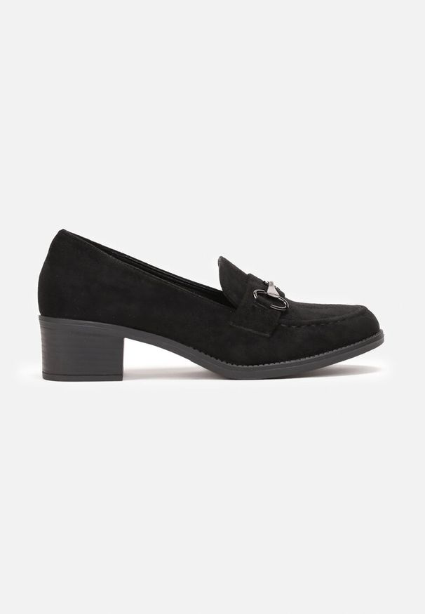 Renee - Czarne Półbuty z Klamerką na Słupku Seieve. Okazja: na co dzień. Kolor: czarny. Obcas: na słupku. Styl: elegancki, casual