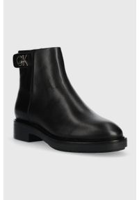 Calvin Klein botki skórzane Rubber Sole Ankle Boot damskie kolor czarny na płaskim obcasie. Nosek buta: okrągły. Kolor: czarny. Materiał: guma. Obcas: na obcasie. Wysokość obcasa: niski #2