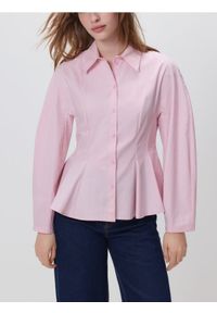 Reserved - Koszula z baskinką - pastelowy róż. Kolor: różowy. Materiał: tkanina, bawełna #1