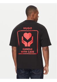 Hugo - HUGO T-Shirt Dewdam 50530557 Czarny Relaxed Fit. Kolor: czarny. Materiał: bawełna