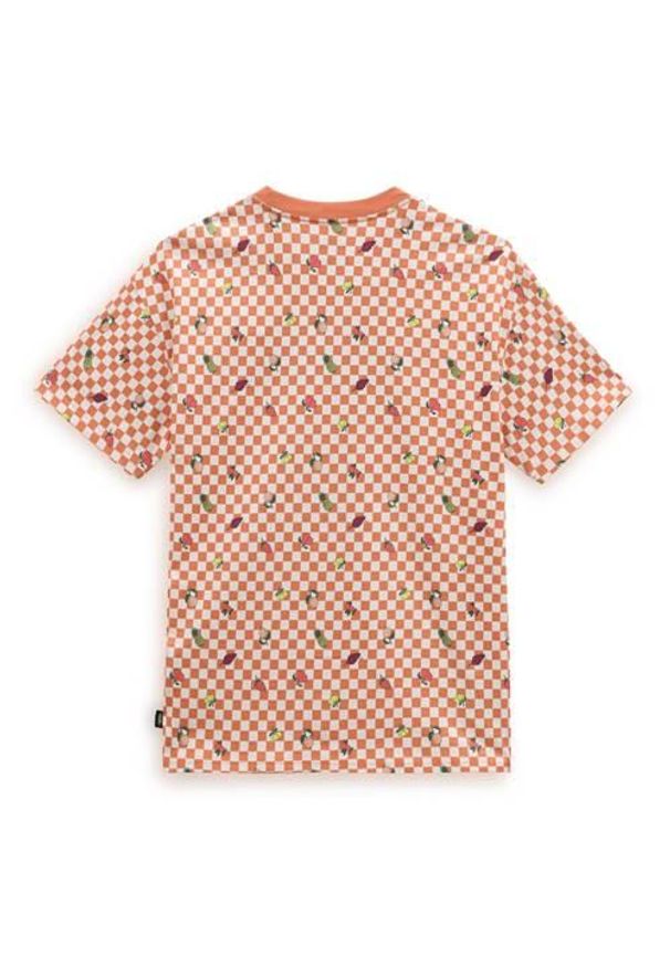 Koszulka sportowa damska Vans Fruit Checkerboard. Kolor: pomarańczowy. Materiał: bawełna. Długość rękawa: krótki rękaw. Długość: krótkie