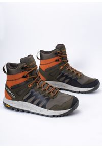 Buty trekkingowe męskie zielone Merrell Nova Sneaker Boot Wp. Zapięcie: sznurówki. Kolor: zielony. Materiał: tkanina, polar, materiał, skóra. Sezon: zima