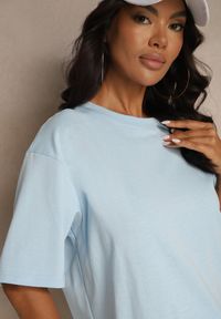Renee - Jasnoniebieski Basicowy T-shirt z Bawełny Meranissea. Kolor: niebieski. Materiał: bawełna