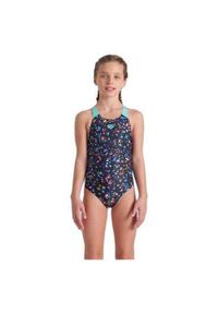 Dziewczęcy jednoczęściowy kostium kąpielowy Arena Confetti Pro. Kolor: czarny, niebieski, wielokolorowy #1