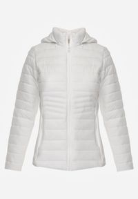 Born2be - Biała Pikowana Kurtka Przejściowa z Kapturem i Elastycznymi Panelami Feziala. Okazja: na co dzień. Typ kołnierza: kaptur. Kolor: biały. Materiał: jeans, nylon. Sezon: wiosna. Styl: casual, sportowy #6