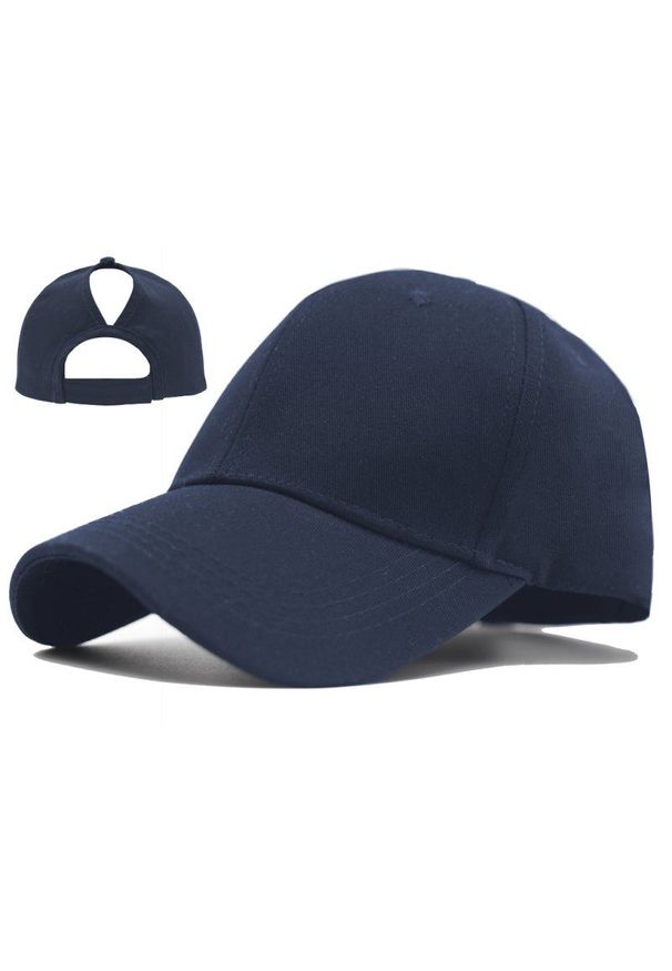 Pako Jeans - Czapka z Daszkiem na Kucyk, Ponytail, Granatowa, Wiosenno-Letnia, z Regulacją Rozmiaru, Bawełniana. Kolor: niebieski. Materiał: bawełna. Wzór: nadruk. Sezon: wiosna, lato