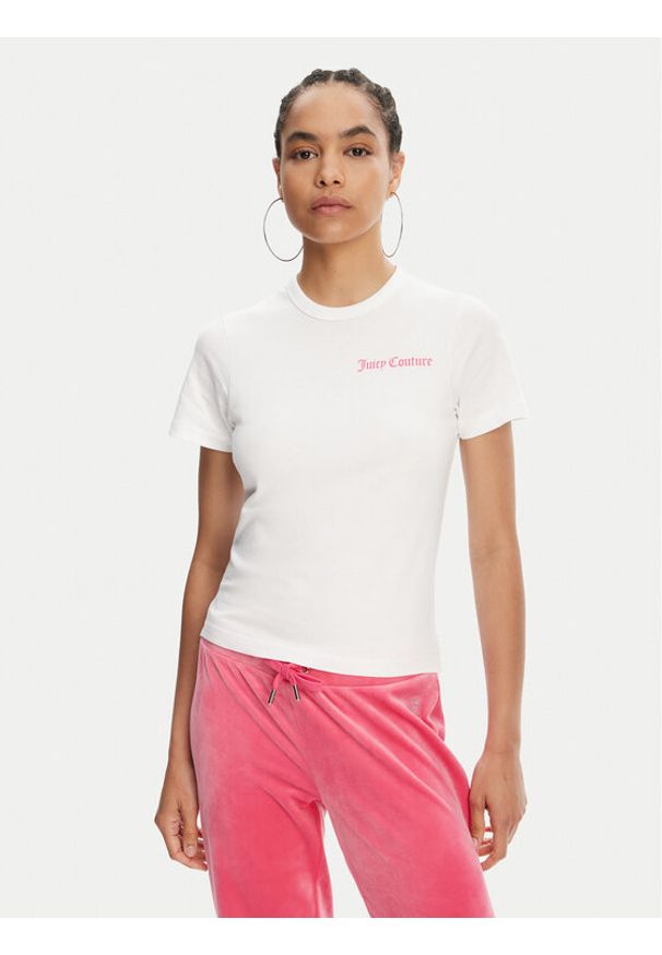 Juicy Couture T-Shirt La Beach JCWCT125319 Biały Regular Fit. Kolor: biały. Materiał: bawełna