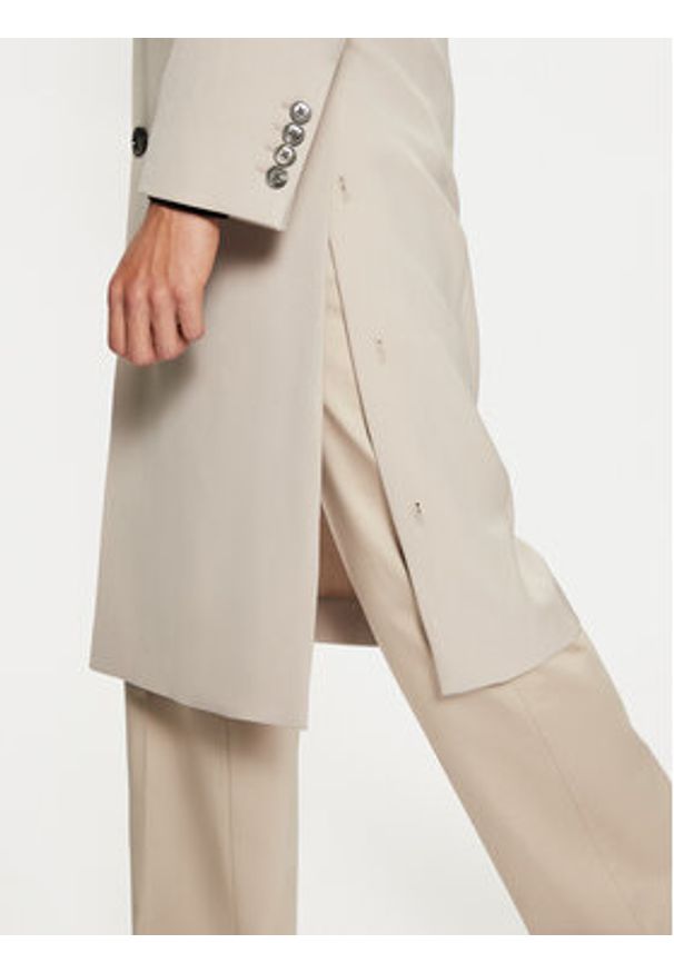 AMI PARIS Płaszcz przejściowy HCO319.WV0037 Beżowy Regular Fit. Kolor: beżowy. Materiał: wełna