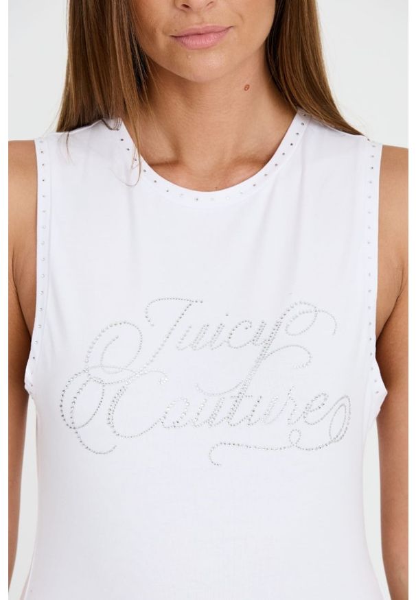 Juicy Couture - JUICY COUTURE Biały damski top Juicy Script Tank, Rozmiar M. Kolor: biały