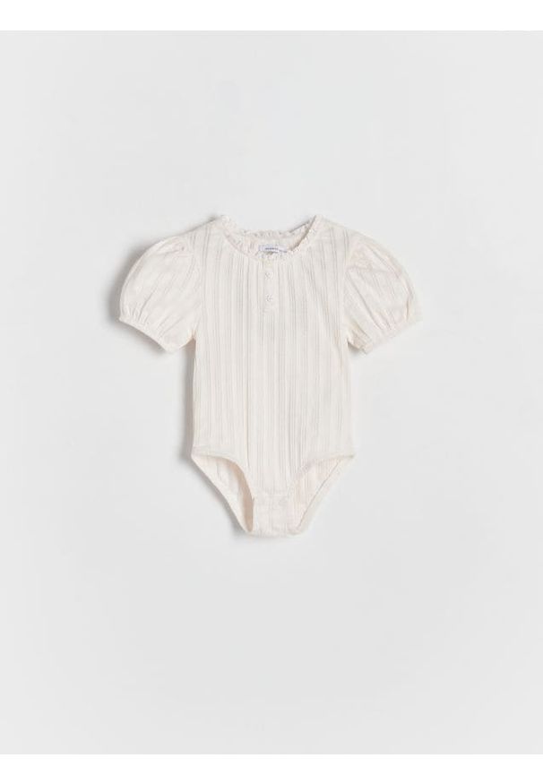 Reserved - Body z krótkim rękawem - złamana biel. Materiał: bawełna