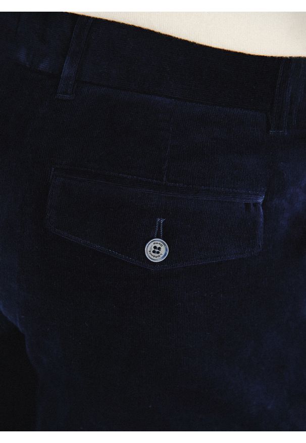 Pako Lorente - PAKO LORENTE - Granatowe spodnie sztruksowe. Okazja: na co dzień. Kolor: niebieski, brązowy. Materiał: sztruks. Sezon: zima, jesień. Styl: casual