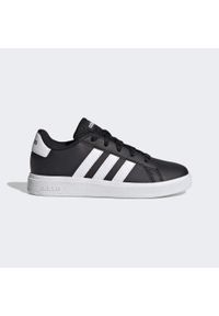 Buty do chodzenia dla dzieci Adidas Grand Court Lifestyle Tennis Lace-Up. Kolor: biały, wielokolorowy, czarny. Materiał: materiał. Sport: turystyka piesza