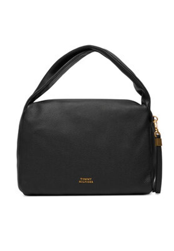 TOMMY HILFIGER - Tommy Hilfiger Torebka City Leather Shoulder Bag AW0AW18152 Czarny. Kolor: czarny. Materiał: skórzane