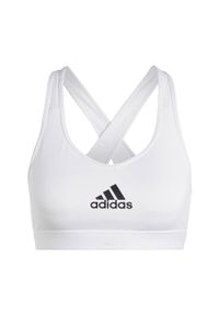 Adidas - PowerReact Train Medium-Support Bra. Kolor: wielokolorowy, czarny, biały. Materiał: materiał