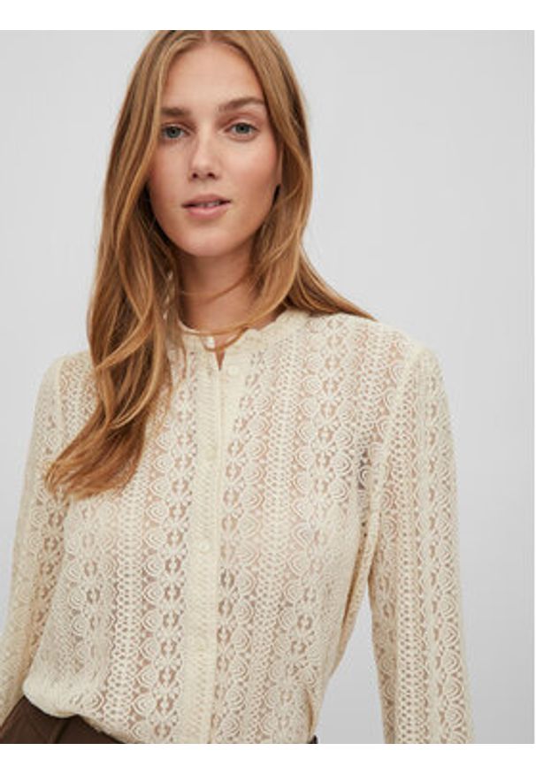 Vila Koszula Chikka 14082977 Écru Regular Fit. Materiał: syntetyk