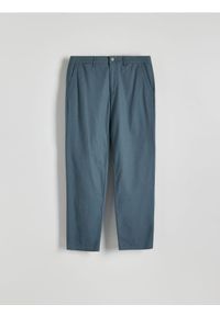 Reserved - Spodnie chino regular z lnem - granatowy. Kolor: niebieski. Materiał: len