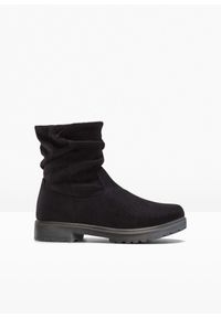 bonprix - Botki z marszczeniem. Okazja: na co dzień. Zapięcie: zamek. Kolor: czarny. Szerokość cholewki: normalna. Styl: casual #1